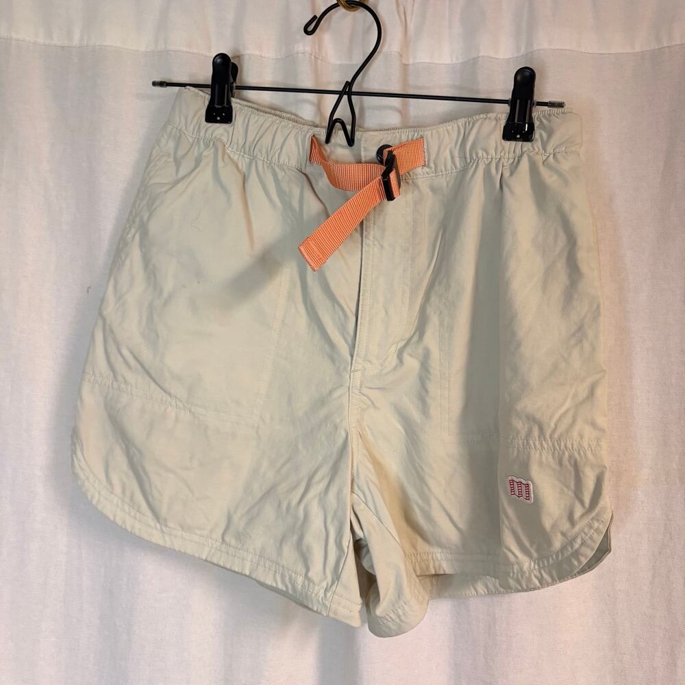 Topo Designs River Shorts Women’s Small Cream Orange Belt Hiking Outdoor